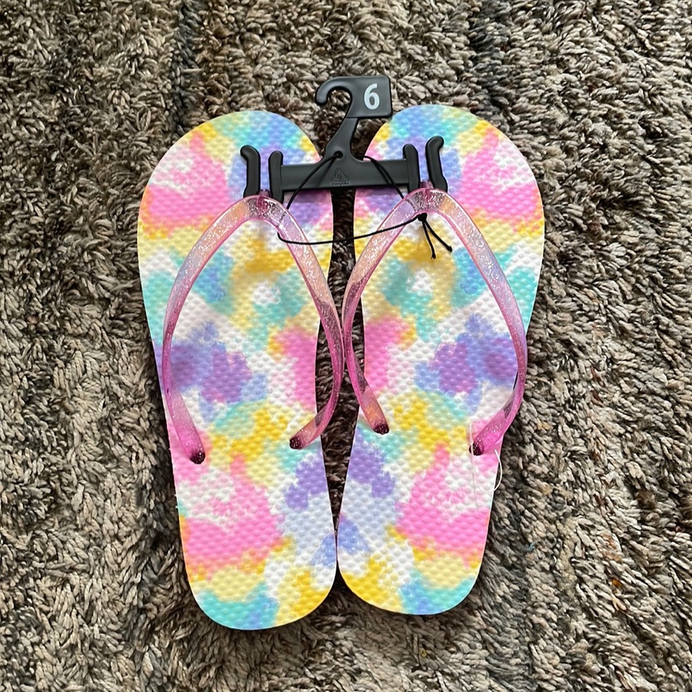 Girl’s Rainbow/Tie-Dye/Colorful Summer Flip-Flops